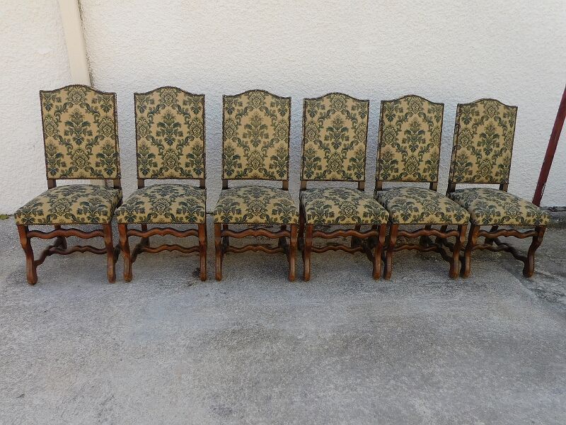 Series of 6 louis Xlll chairs in sheep bone