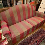 3-seater sofa in red and grey fabric