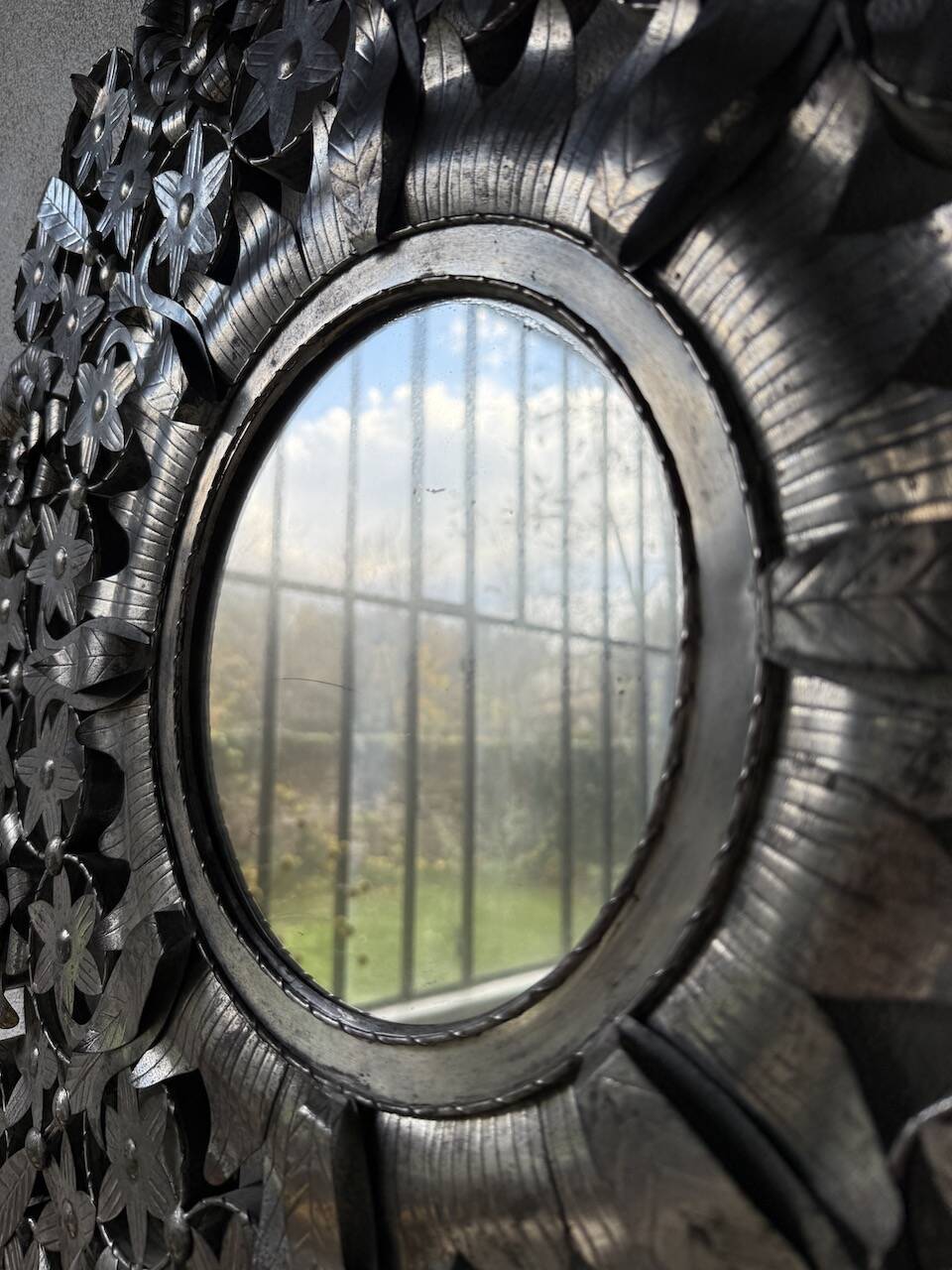 Vintage Mexican metal large mirror