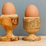 Pair of brutalist coquetiers in solid wood