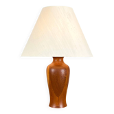 Danish table lamp by Dyrlund, teak with coarse linen, 1970s