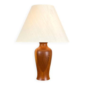 Lampe de table danoise par Dyrlund, teck avec lin grossier, années 1970