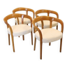 4 chaises en bois et tissu