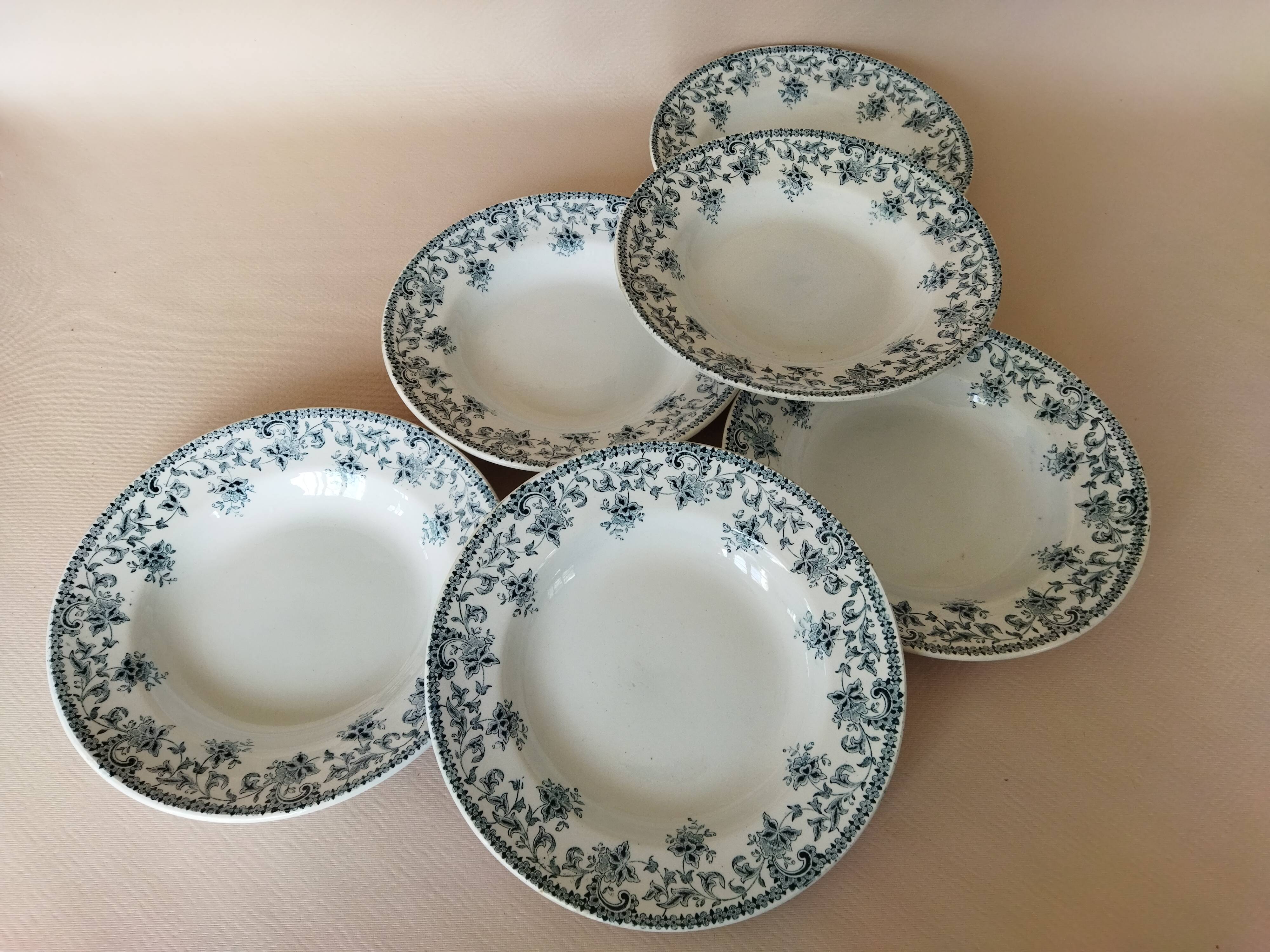 6 St Amand "Jane" iron clay soup plates