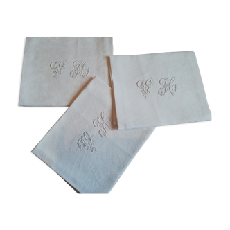 Lot of 3 old monogram towels