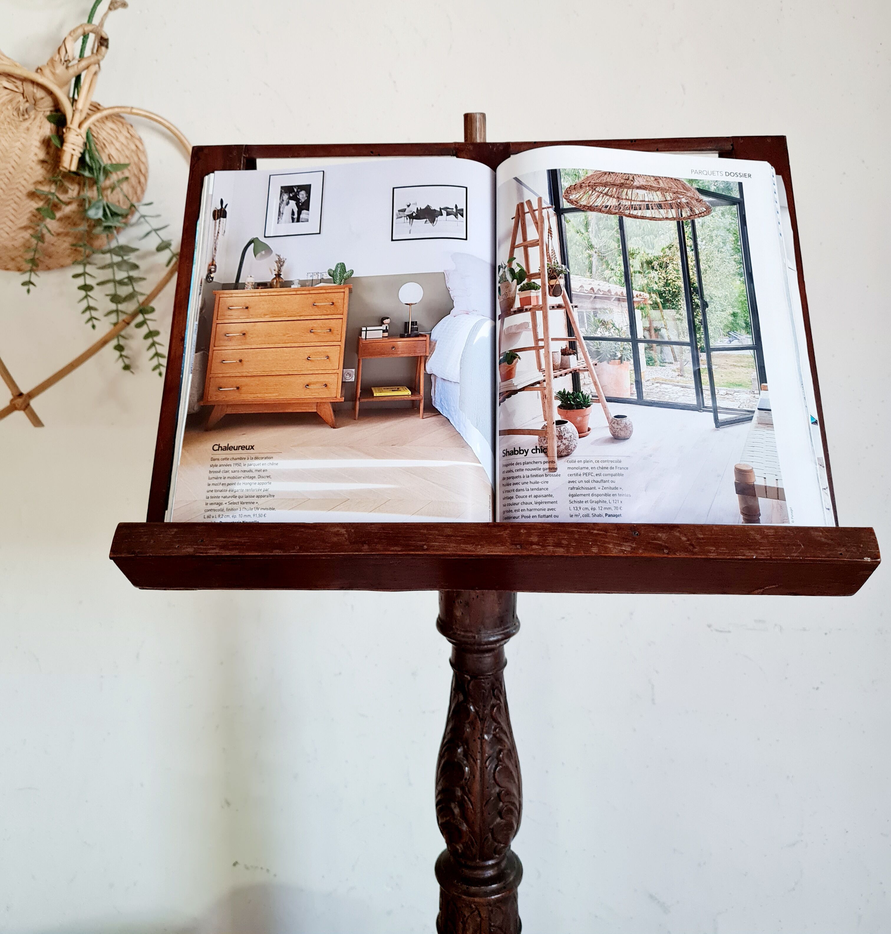 Old carved wooden church desk