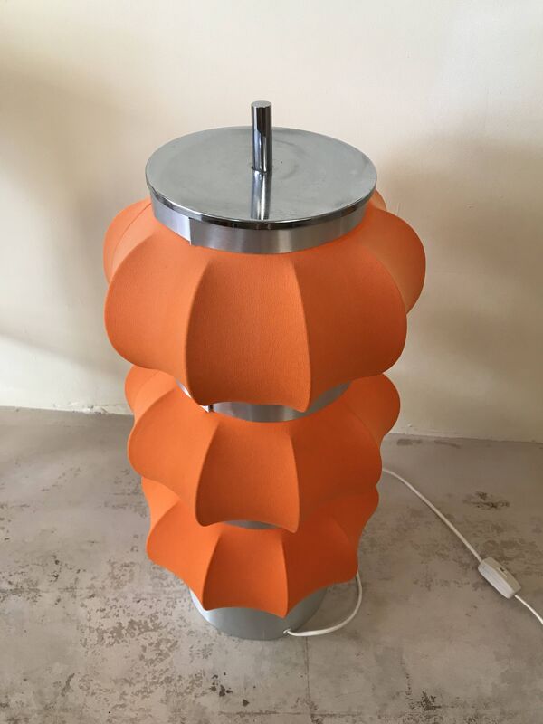 Lampe à poser orange et métal