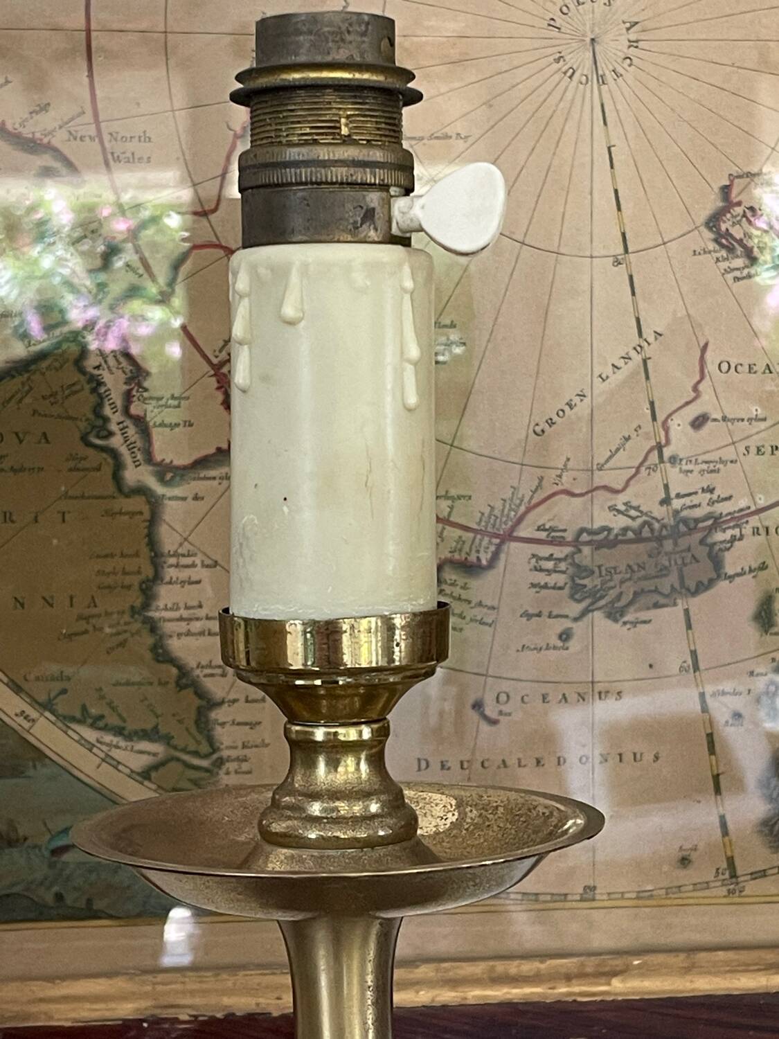 Vintage baluster lamp in golden brass 51cm