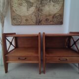 Pair of bedside tables in oak workshop Saint Sabin year 1950