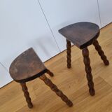 Pair of tripod farm milking stools