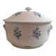Grande soupière en faïence de Saint Uze à fleurs bleues