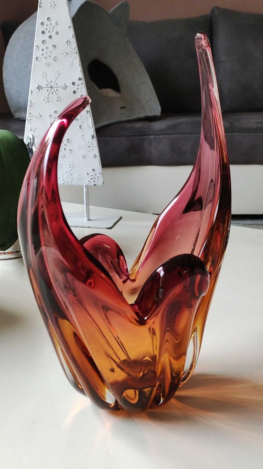 Empty pocket/Cutting/Centerpiece Murano, in blown Art glass. Floral shape/tulip