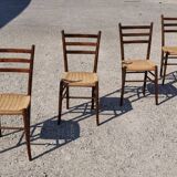 Set of 4 wooden chairs and rope