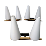 Set of 3 brass and teak Arlus wall light 1960