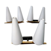 Set of 3 brass and teak Arlus wall light 1960
