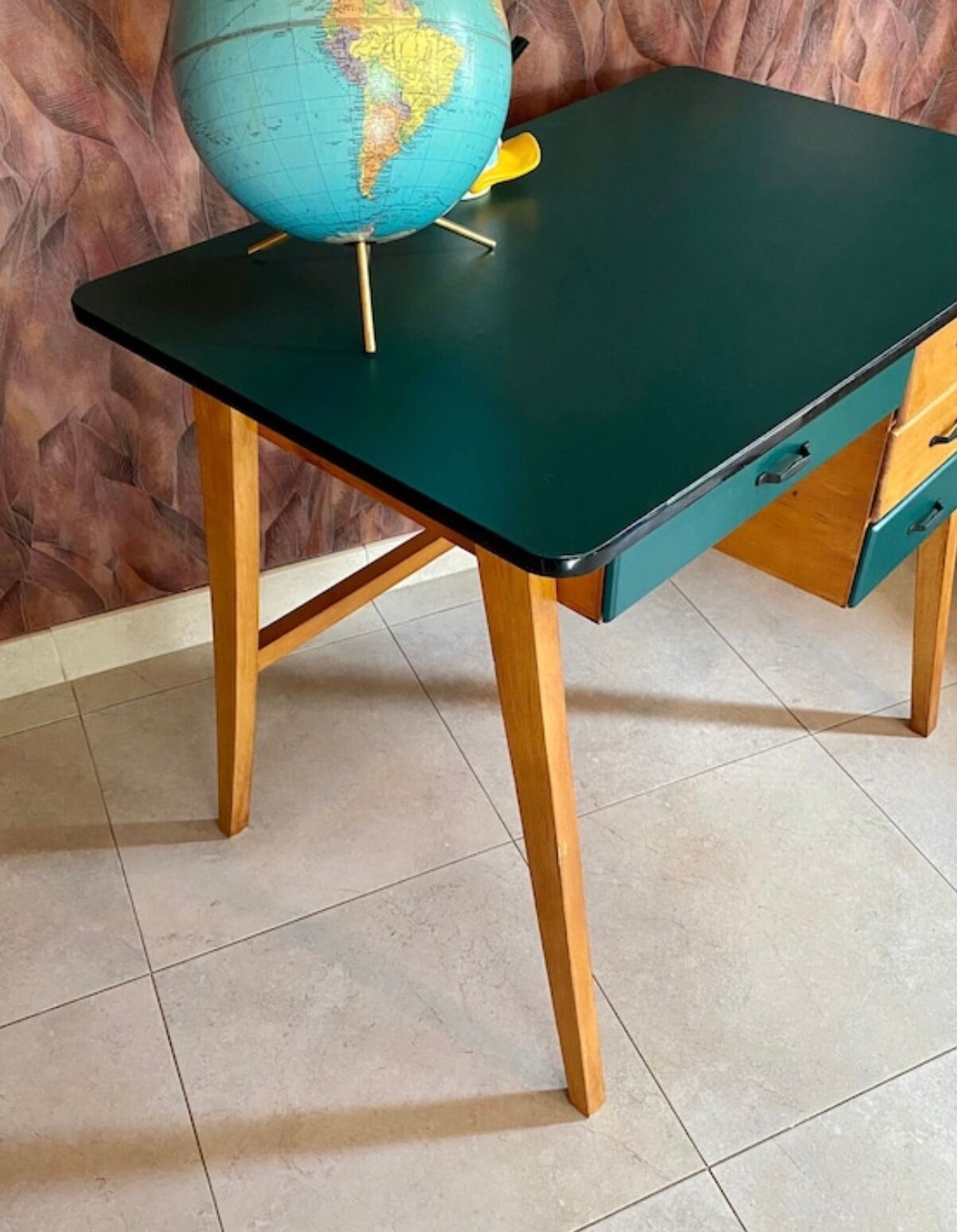 Old Formica children's desk, compass feet, vintage