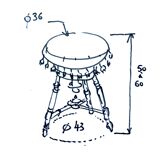 Piano stool in black lacquer tripod Napoleon III