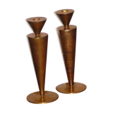 Pair of bronze/brass modernist candlesticks