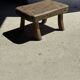 Petit stool, tabouret d'appoint en teck massif rectangulaire arrondie