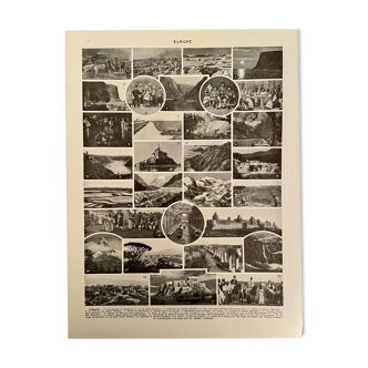 Planche photographique et carte sur l'Europe de 1928