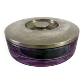 Boîte de vanité en verre de Murano violet et inox de Sergio Asti pour Arnolfo di Cambio, Italie, années 1970.