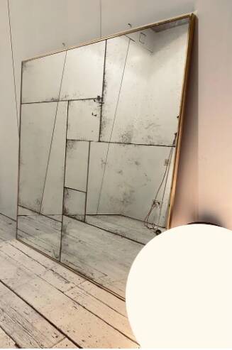 Handcrafted industrial mirror made to measure with an authentic hand-aged brass frame.