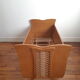Wooden bed and vintage rattan