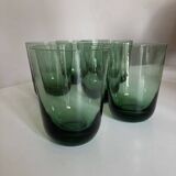 Set de 7 verres gobelets XXL en verre vert 1960