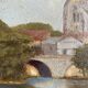 Ancient painting, landscape at the river signed and dated 1946