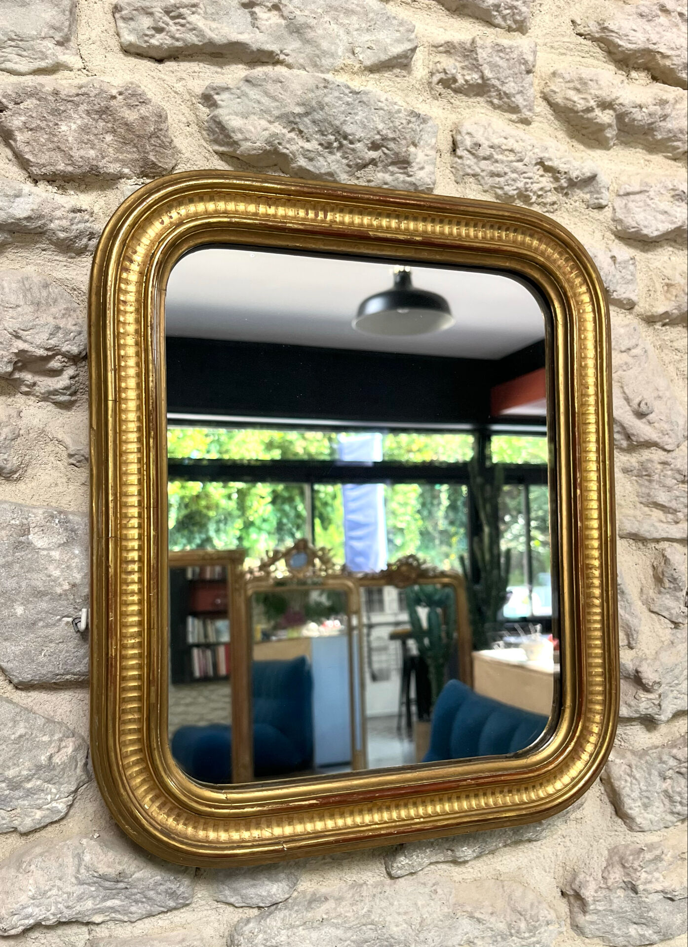 Louis-Philippe mirror gilded with gold leaf 37.5/31.5cm mercury glass