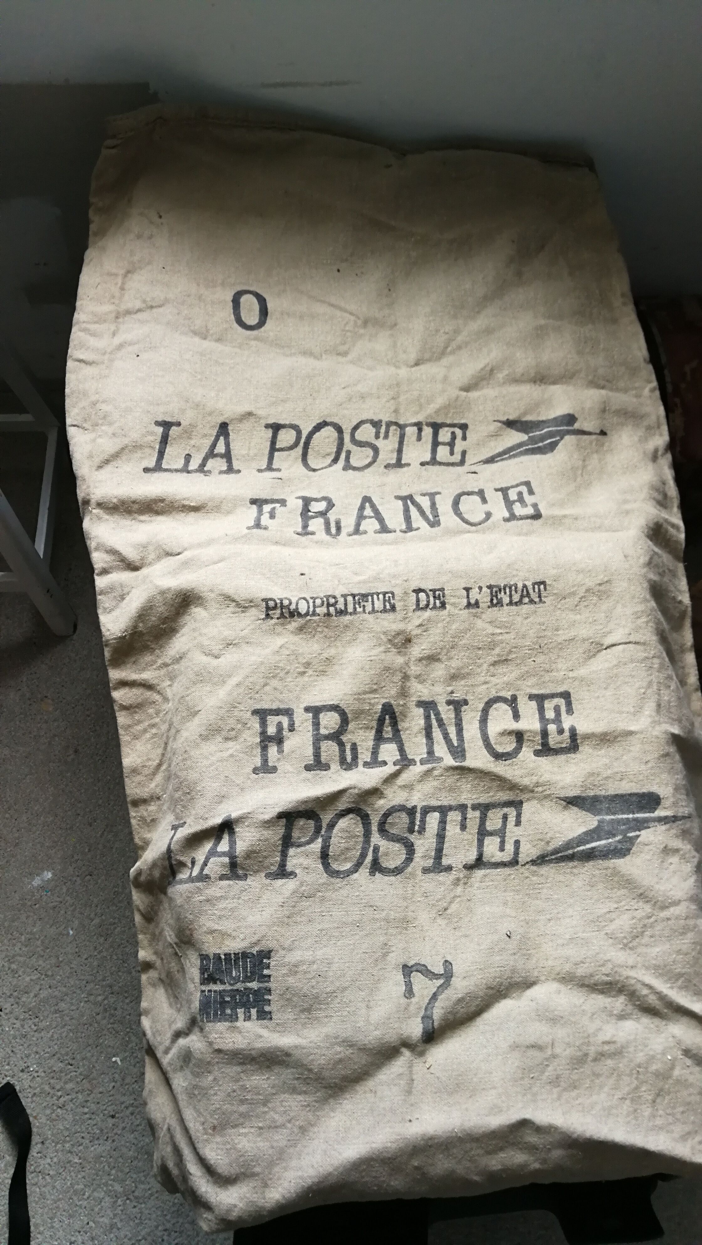 Burlap postal bag '' la poste ''