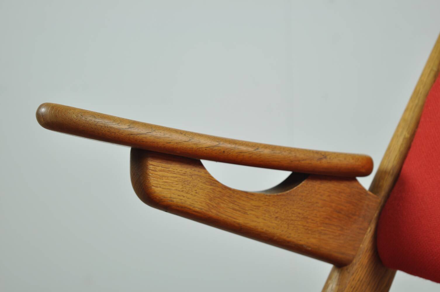 Classic Danish vintage scissor armchair by Arne Hovmand Olsen in OAK, 1960s