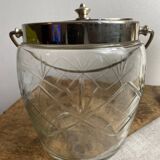Pot à biscuits en verre ciselé et métal