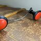 Vintage double hook in metal and plastic red and black