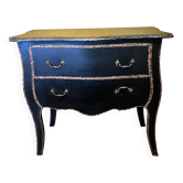 Commode de Style néo-Louis XV , laquée en noir , 2 tiroirs