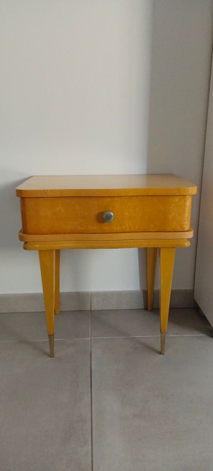 Table d'appoint chevet bout de canapé en bois clair style art déco