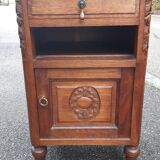 Solid oak and marble bedside tables