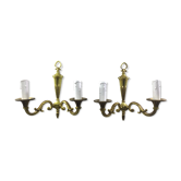 Pair of bronze wall lamps 2 lights