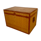 Trunk in wood, bamboo, caning Wicker woven circa 1960
