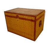 Trunk in wood, bamboo, caning Wicker woven circa 1960