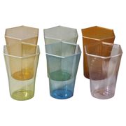 Set of six hexagonal Murano glass glasses handmade by Carlo Scarpa.