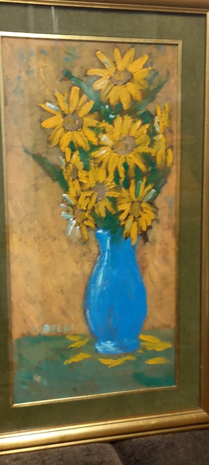 Oil on faesite, vase of flowers GEROLAMO BOLLI (Pisa 1933-2009)