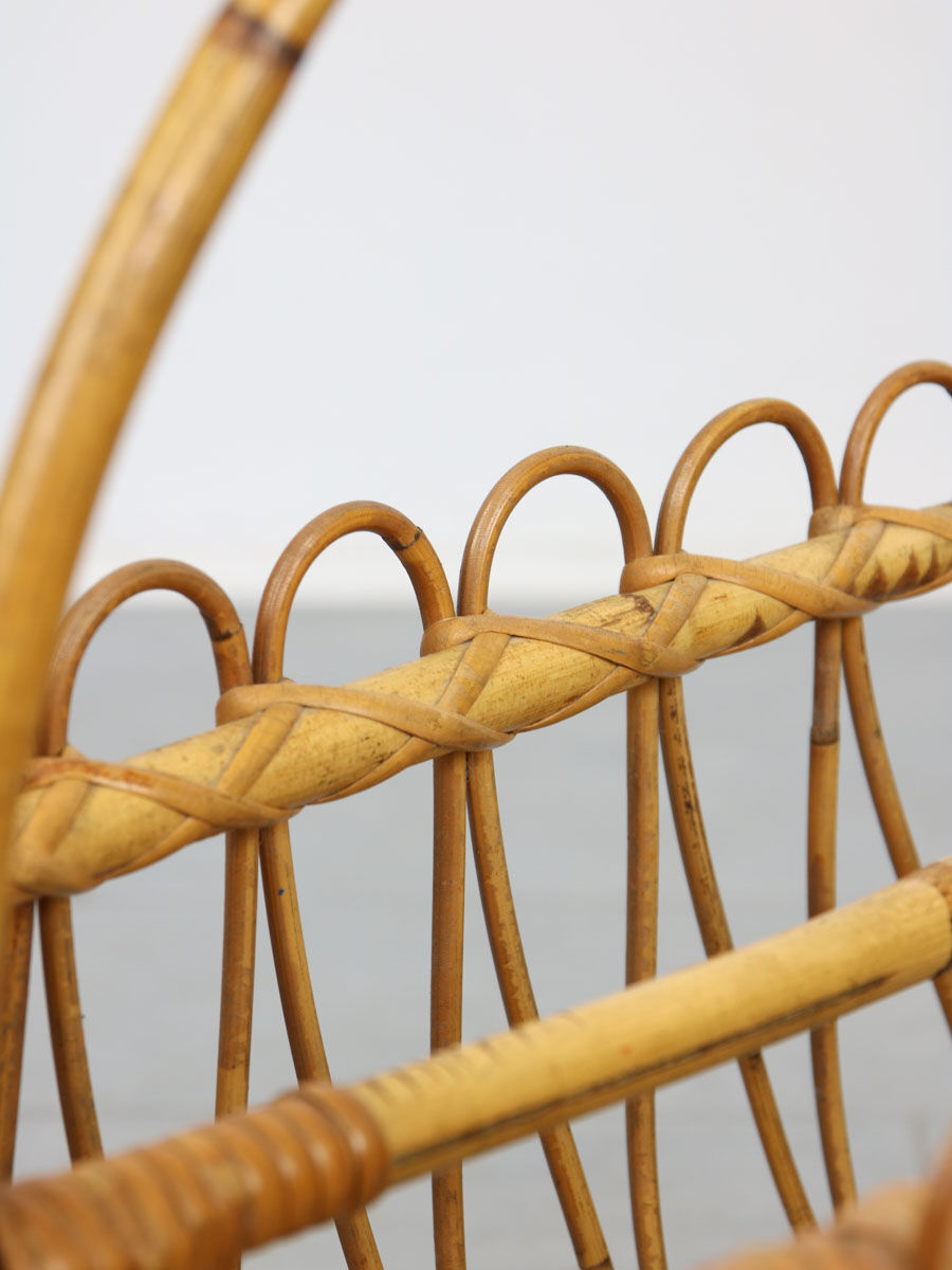 Vintage rattan newspaper magazine rack