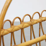 Vintage rattan newspaper magazine rack