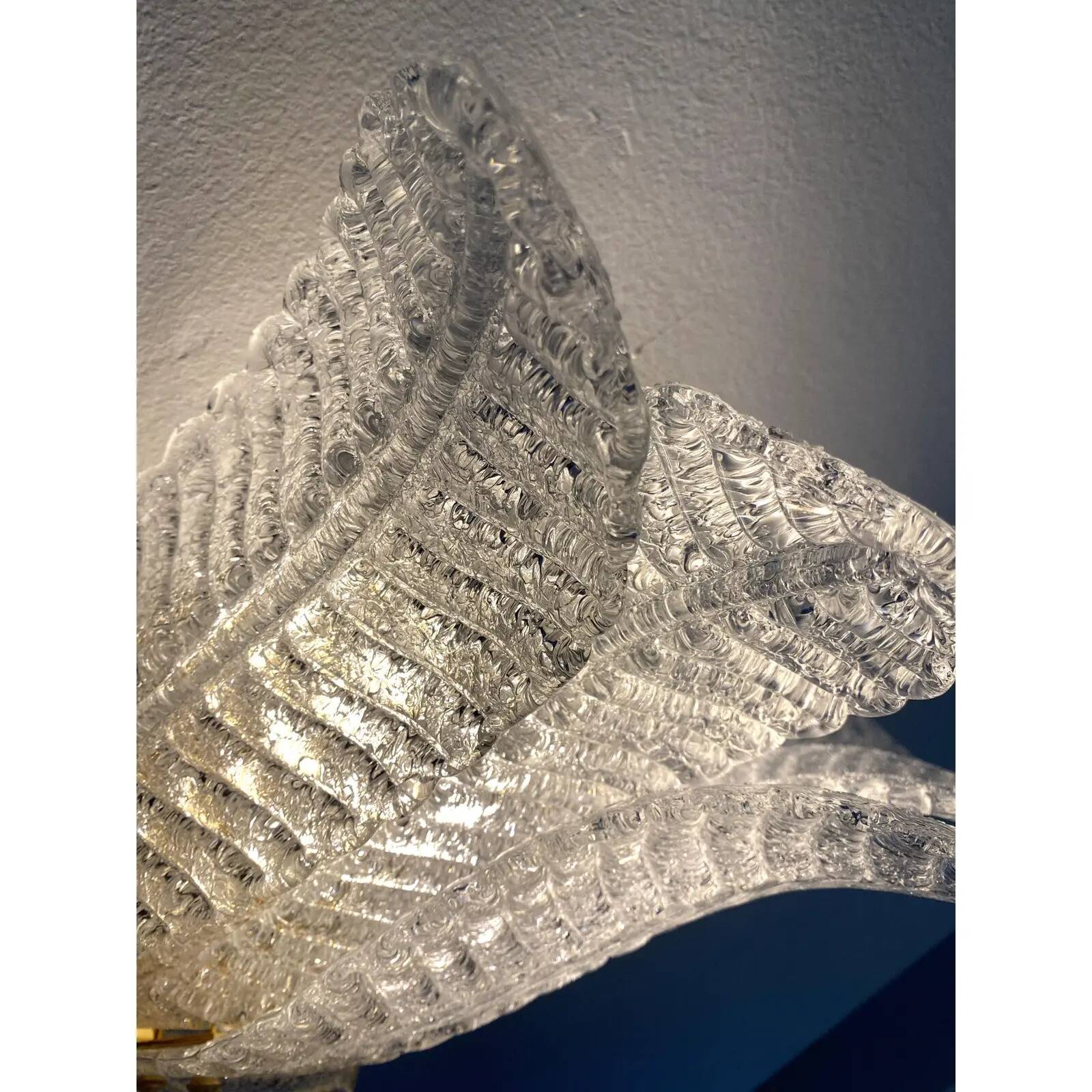Contemporary Venetian Transparent Graniglia “Leaf” Murano Glass Wall Sconce