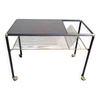 Hi-fi and vinyl rolling table or vintage trolley