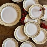 Vintage cake service l'Amandinoise in yellow and gold