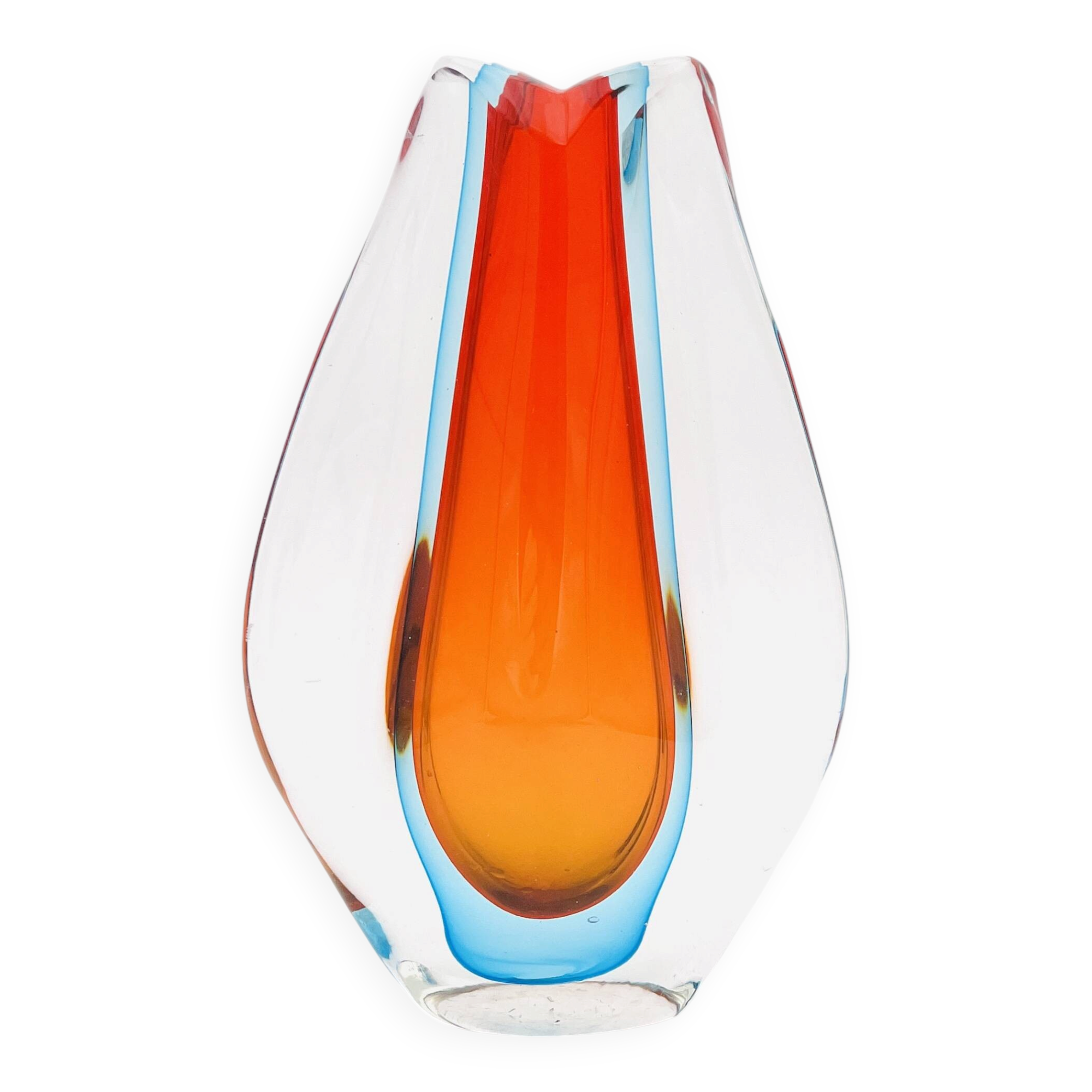 Large Sculptural Sommerso Vase Murano Flavio Poli Seguso Vetri d'Arte