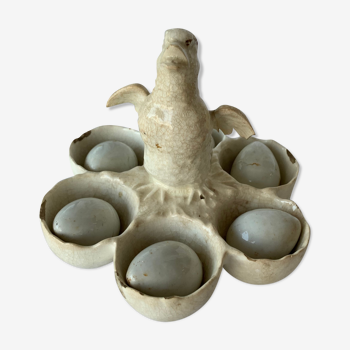 Egg cup with 6 porcelain eggs 19th century