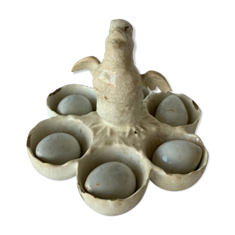 Egg cup with 6 porcelain eggs 19th century